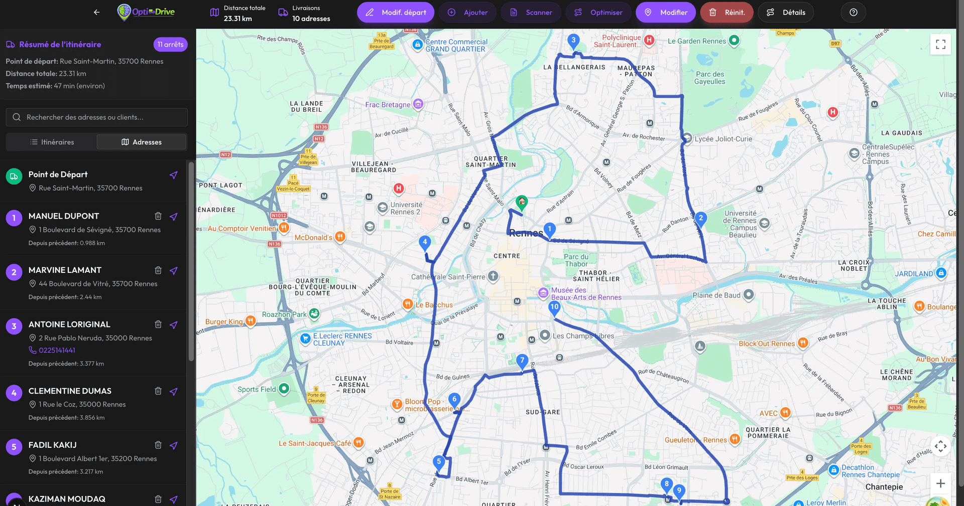 Optimisation de tournées OptiDrive